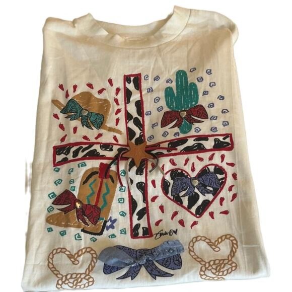 VTG Carousel Collection Southwest Design Graphic Short Sleeve Extra Long Tee OS - Picture 6 of 6